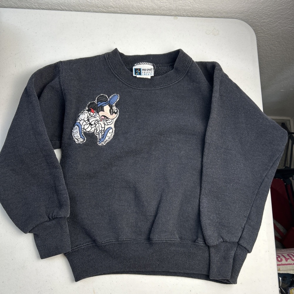 Pro Spirit Select Sweats Mickey Mouse Baseball Sweatshirt Boys 6-7 Vintage 90s